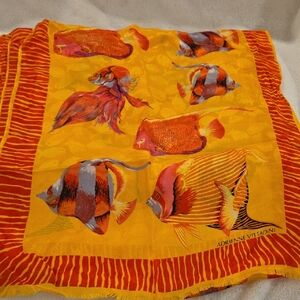 Adrienne Vittadini Vibrant Silk Fish Pattern Scarf, 64" x 14"